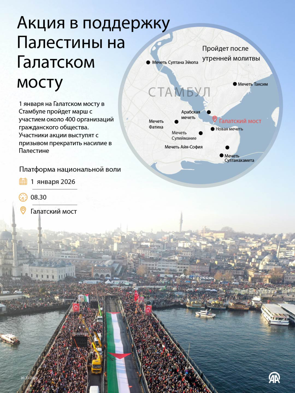 Акция в поддержку Палестины на Галатском мосту