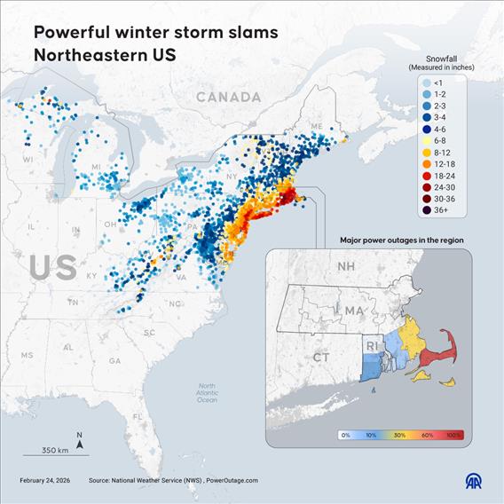 Powerful winter storm slams Northeastern US