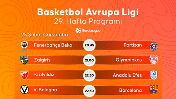 Basketbol Avrupa Ligi 29. hafta programı