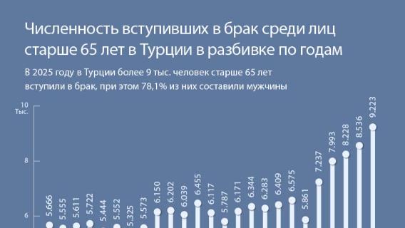 Более 9 тыс. человек старше 65 лет вступили в брак в Турции в 2025 году