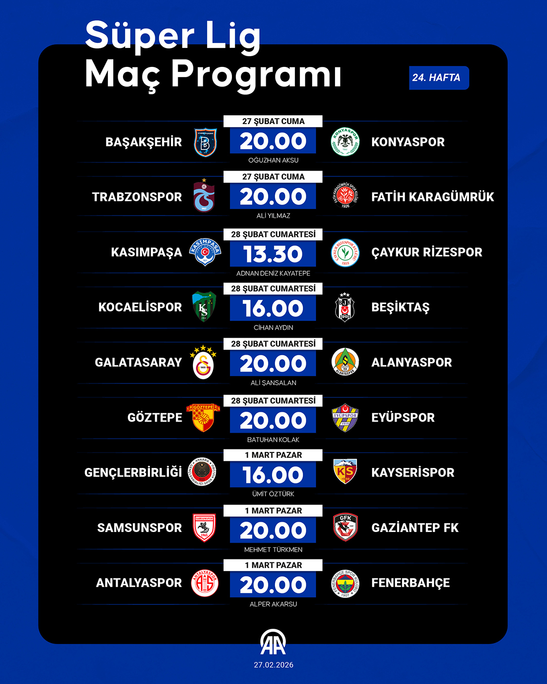 Süper Lig Maç Programı