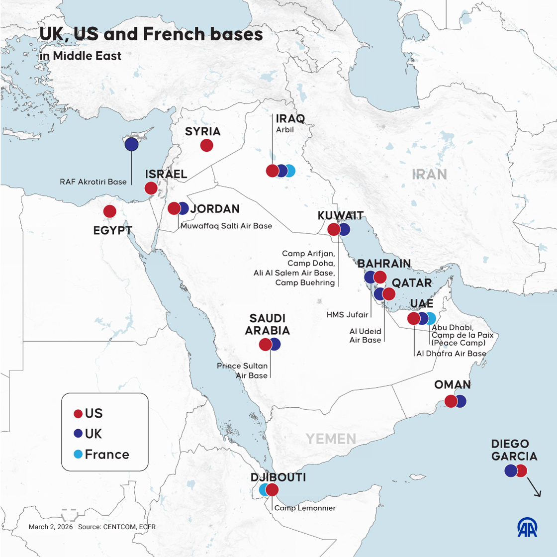 INFOGRAPHICS-UK, US and French bases in Middle East