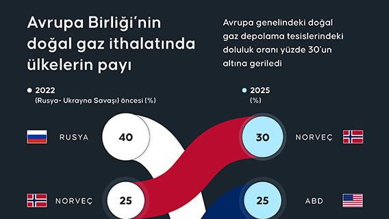 Avrupa Birliği’nin doğal gaz ithalatında ülkelerin payı