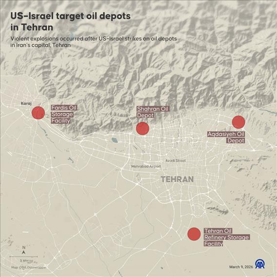 US-Israeli strikes targeted several oil depots across Tehran, triggering powerful explosions in the Iranian capital
