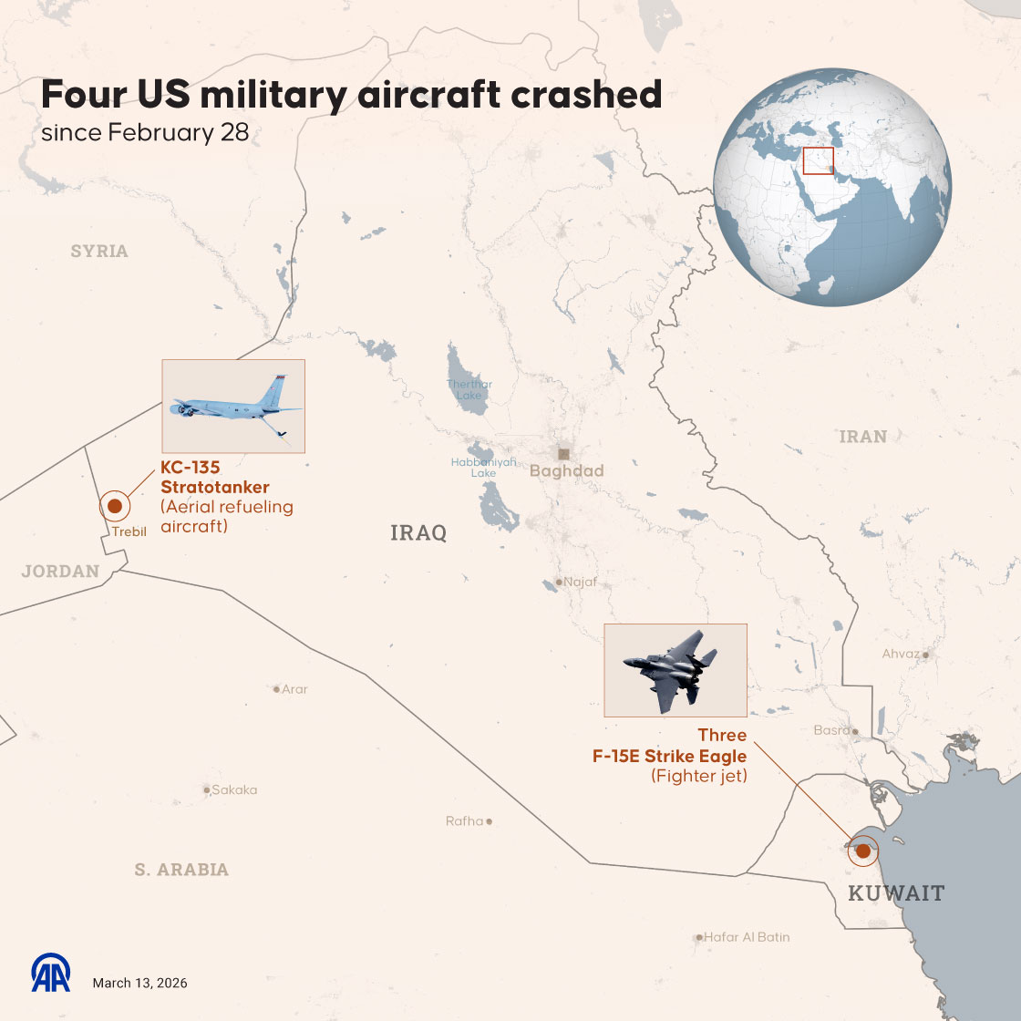 Four US military aircraft crashed since February 28