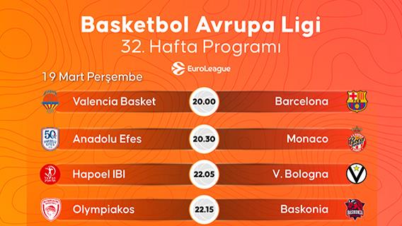 Basketbol Avrupa Ligi 32. hafta programı