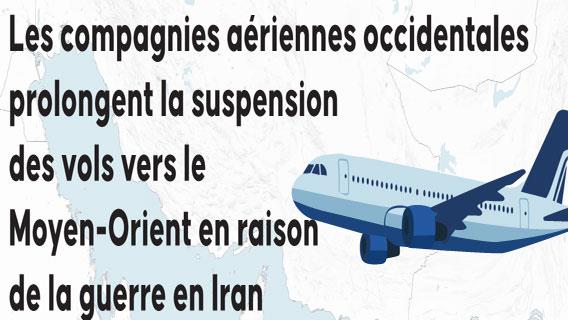 Vols suspendus vers le Moyen-Orient : les compagnies prolongent les annulations Plusieurs compagnies aériennes occidentales maintiennent la suspension de leurs vols vers des destinations clés de la région, en raison du conflit en Iran.