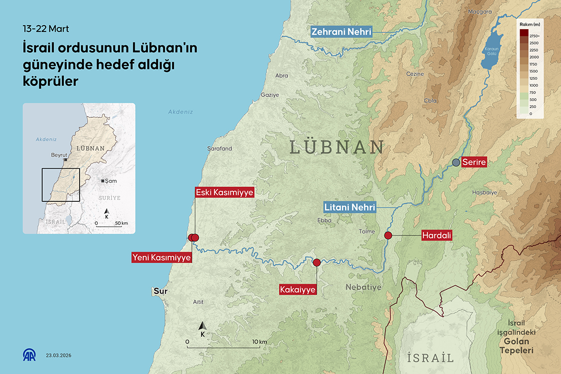 İsrail ordusu Lübnan'ın güneyindeki Kasımiye Köprüsü'nü bombaladı