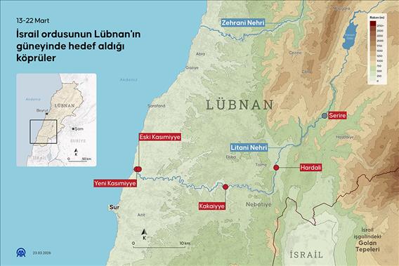 İsrail ordusu Lübnan'ın güneyindeki Kasımiye Köprüsü'nü bombaladı