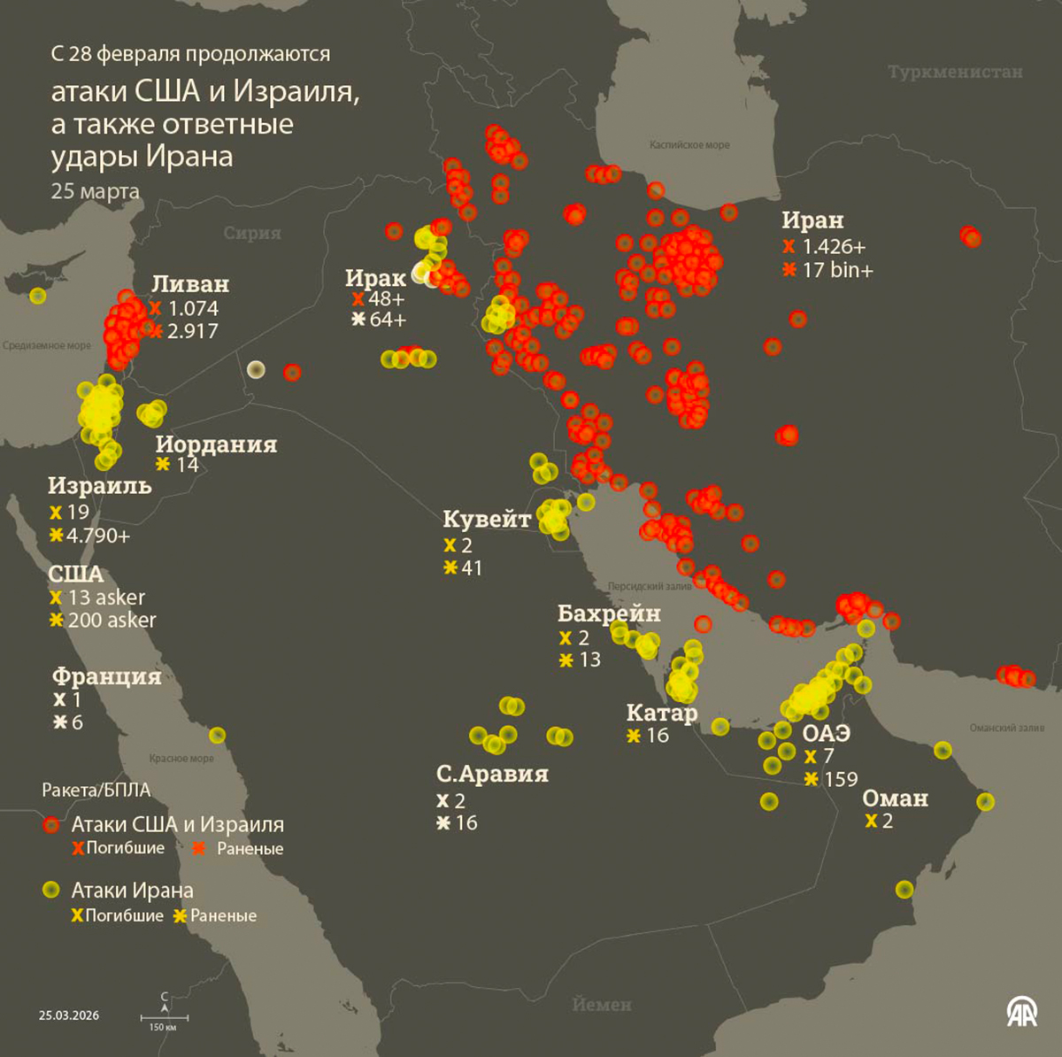 С 28 февраля продолжаются атаки США и Израиля, а также ответные удары Ирана