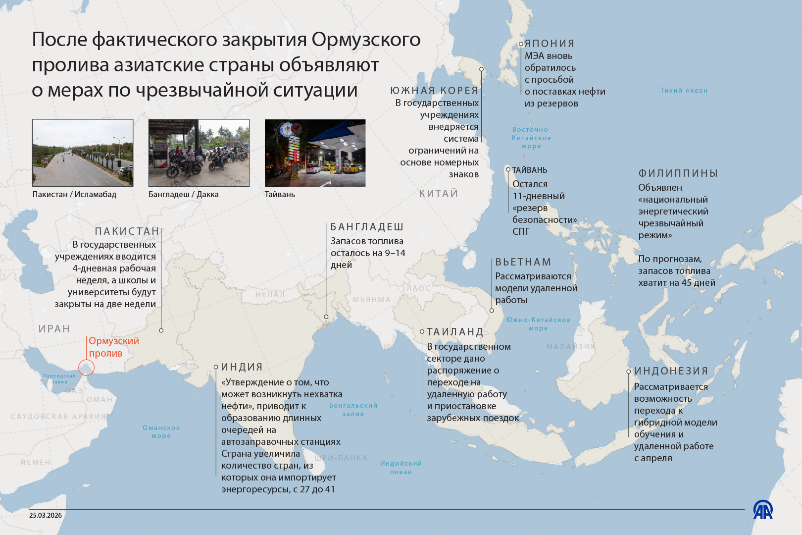 После фактического закрытия Ормузского пролива азиатские страны объявляют о мерах по чрезвычайной ситуации