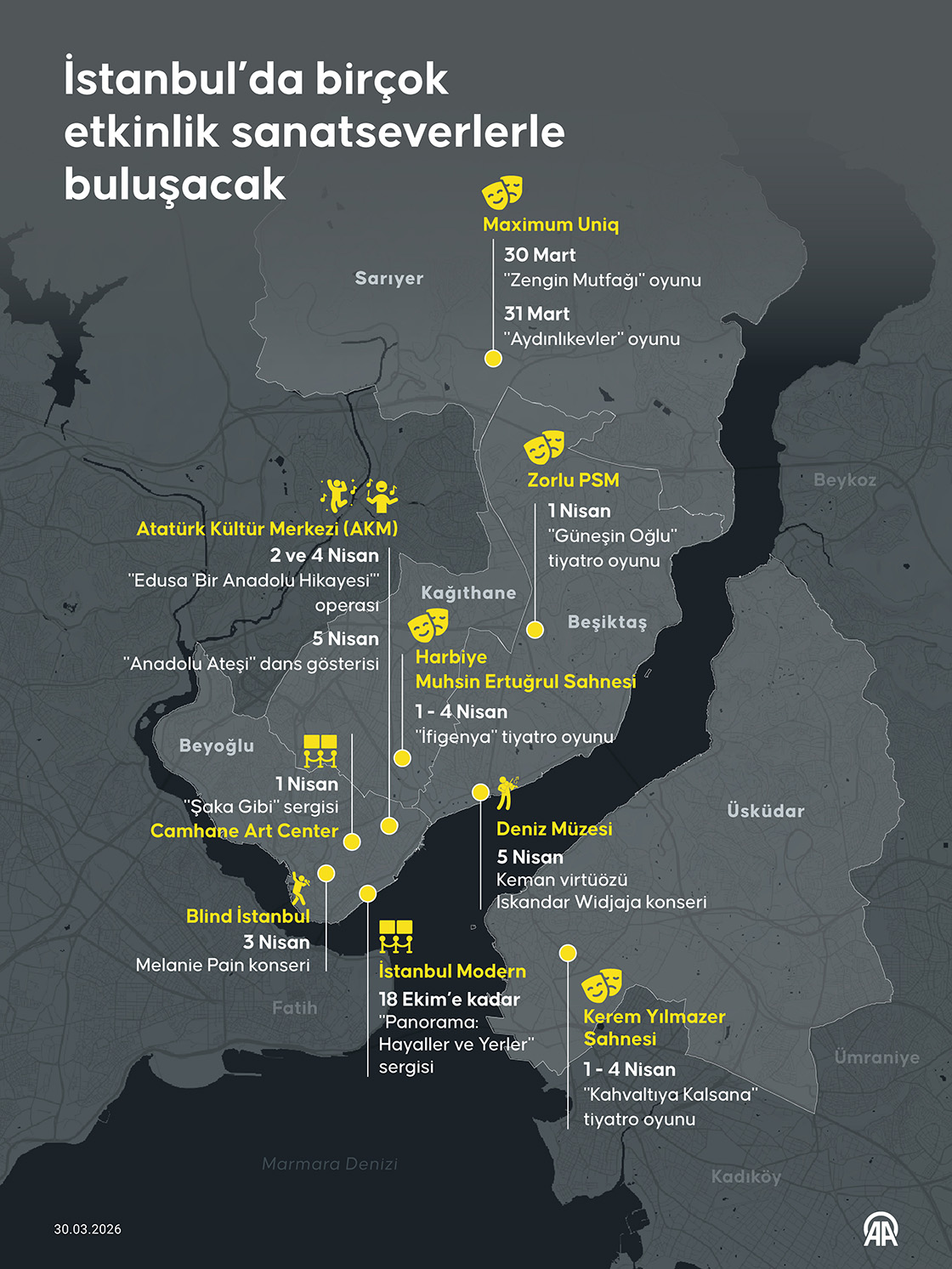 İstanbul’da birçok etkinlik sanatseverlerle buluşacak