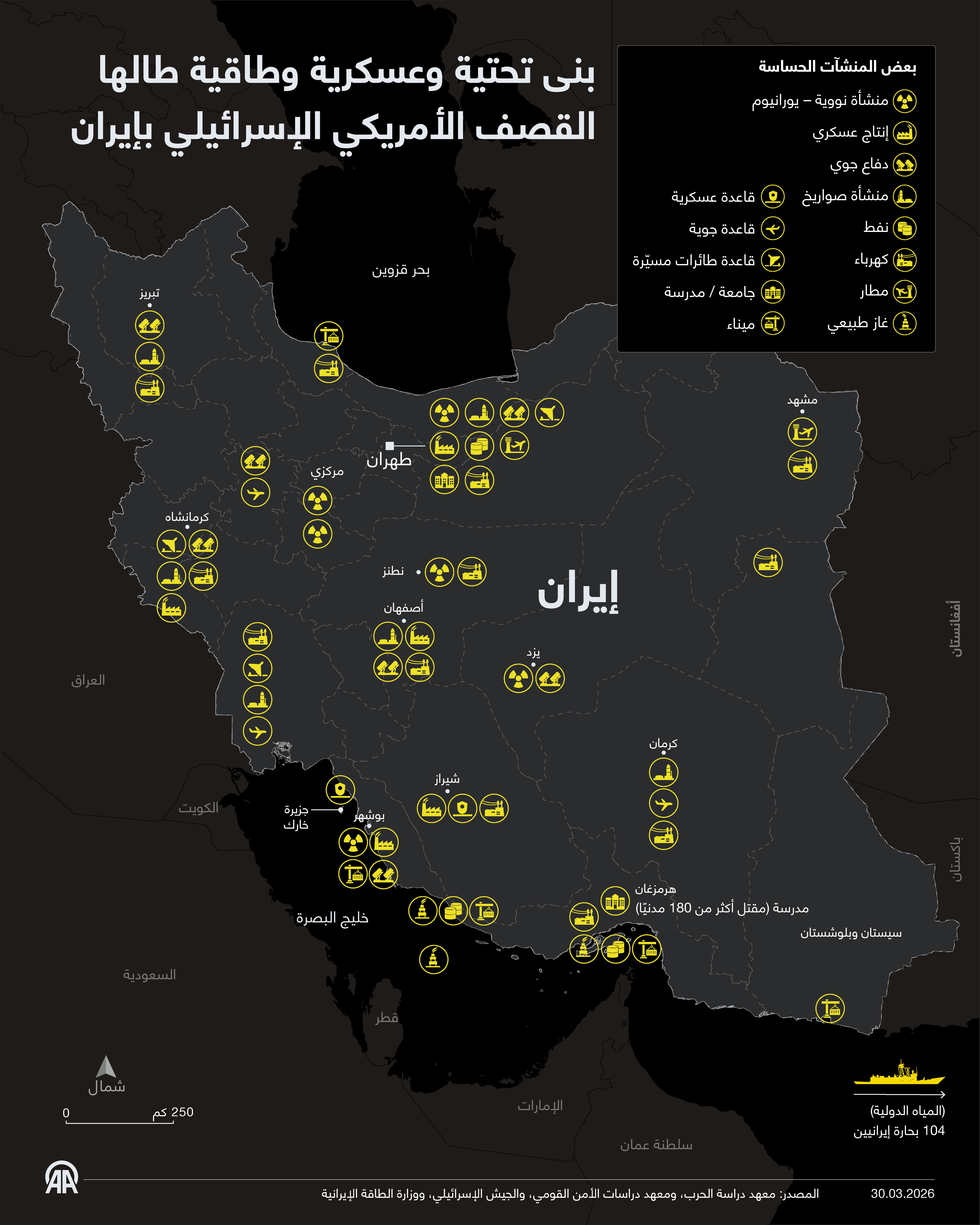 بنى تحتية وعسكرية وطاقية طالها القصف الأمريكي الإسرائيلي بإيران