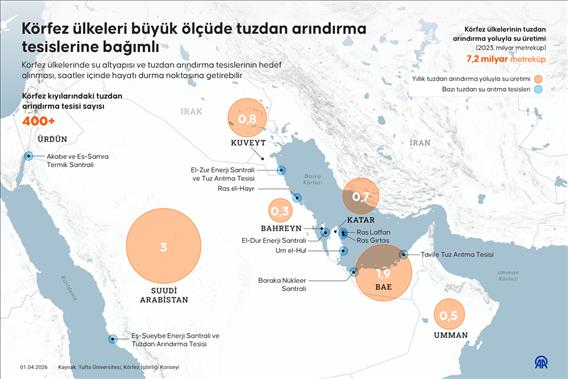 Körfez ülkeleri büyük ölçüde tuzdan arındırma tesislerine bağımlı