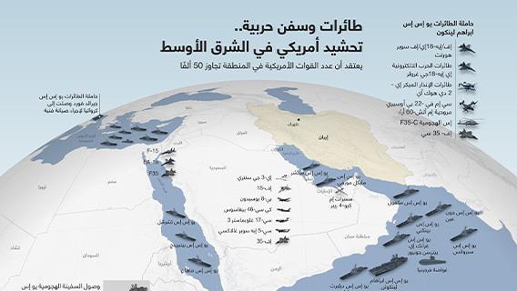 طائرات وسفن حربية.. تحشيد أمريكي الشرق الأوسط