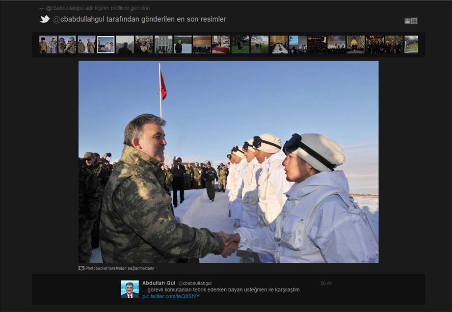 GUL, TWITTER'DAN TATBIKAT IZLENIMLERINI PAYLASTI