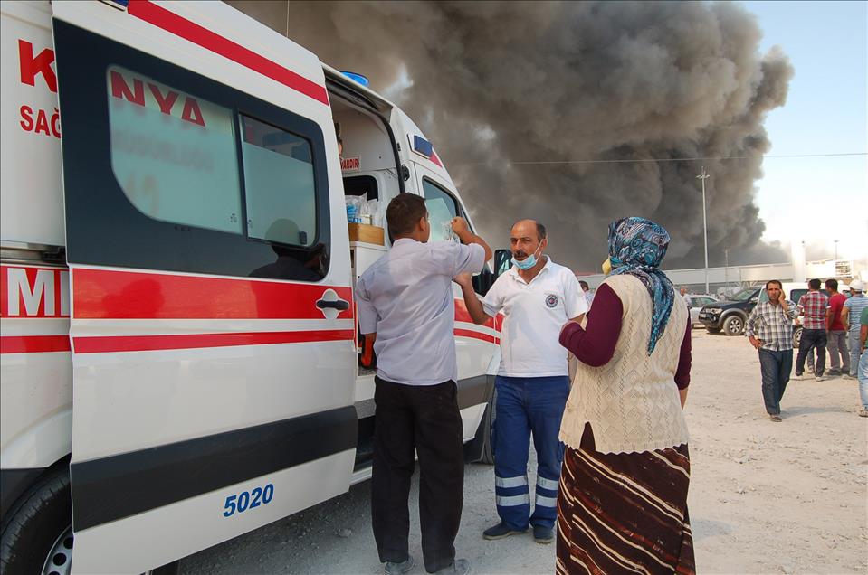 KONYA'DA BIR ENTEGRE TESIS INSAATINDA YANGIN CIKTI