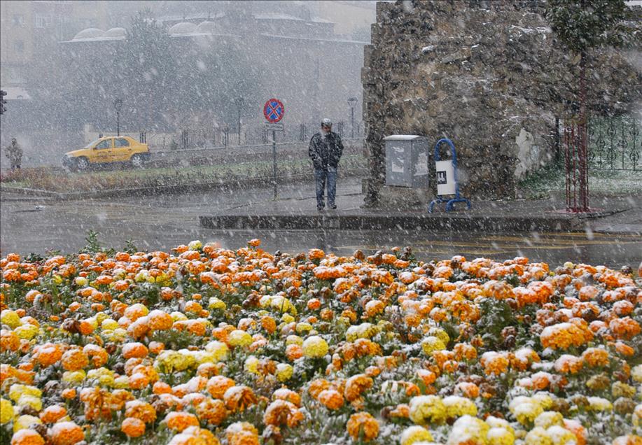 Erzurum'a mevsimin ilk karı yağdı