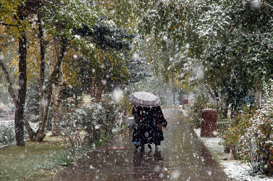 Erzurum'a mevsimin ilk karı yağdı