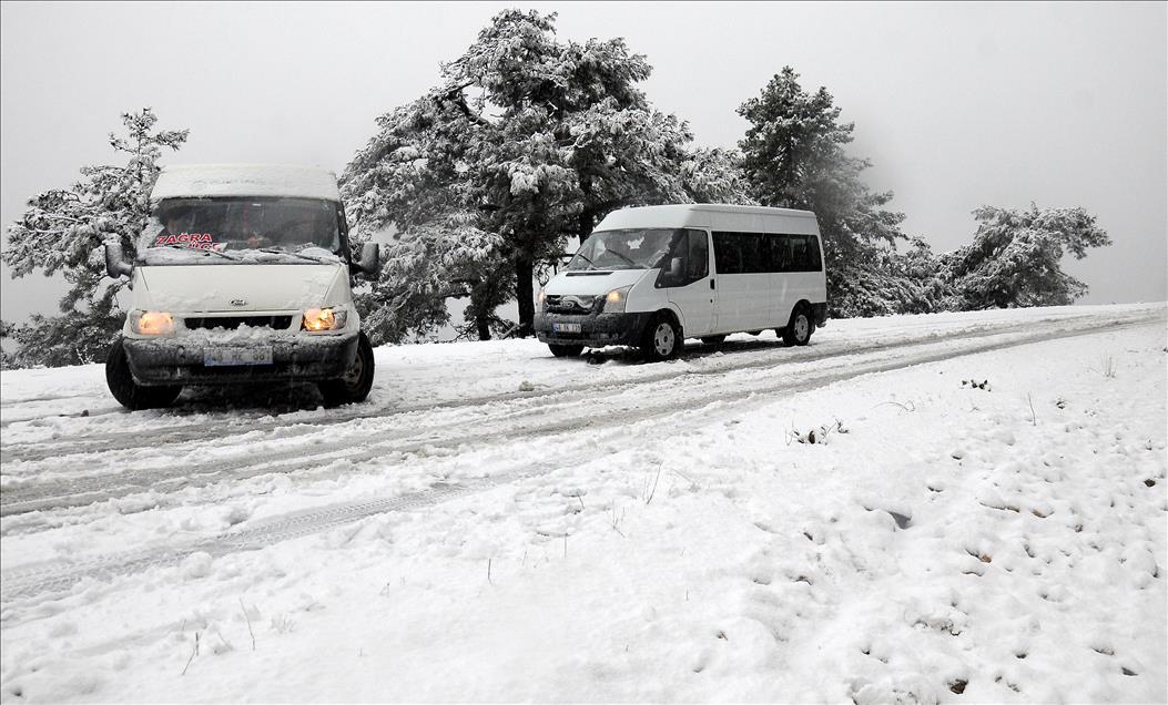 Muğla'nın yüksek kesimlerine kar yağdı