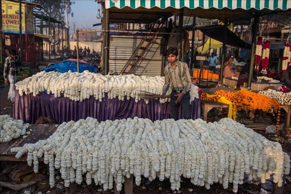 India's largest openair wholesale flower market in the city of