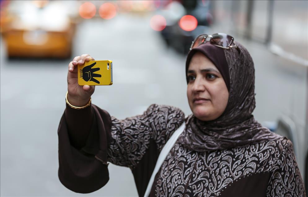 Times Meydanı'nda Mısır protestosu