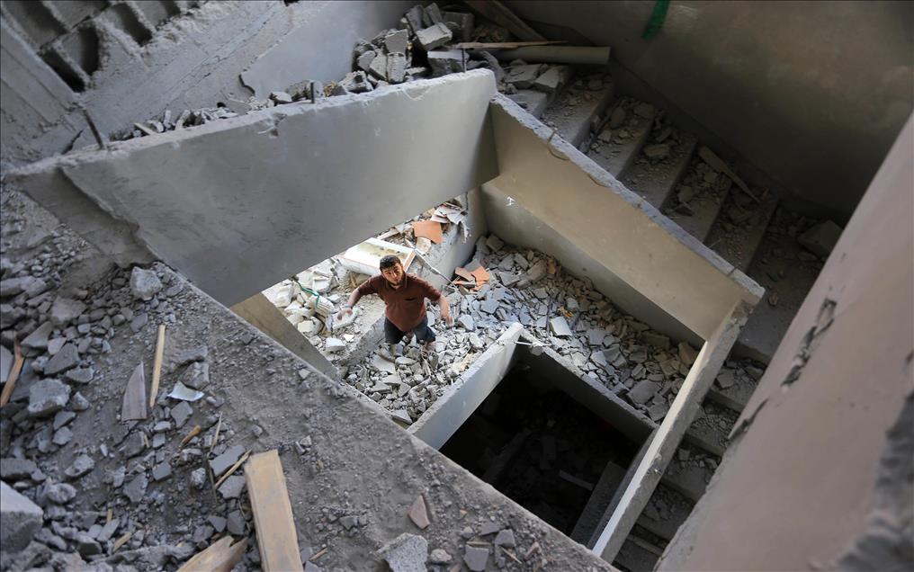 Palestinian's houses damaged by Israeli attack