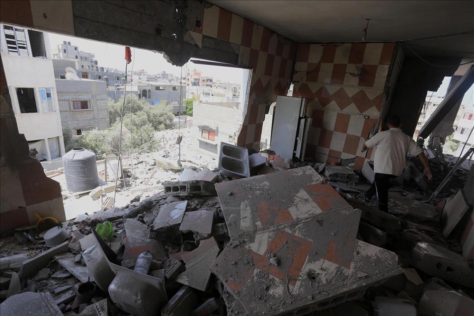 Palestinian's houses damaged by Israeli attack