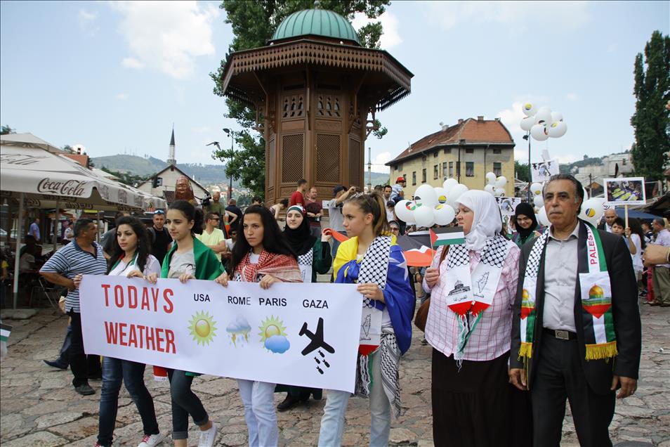 Saraybosna'da İsrail'in Gazze'ye saldırıları protesto edildi