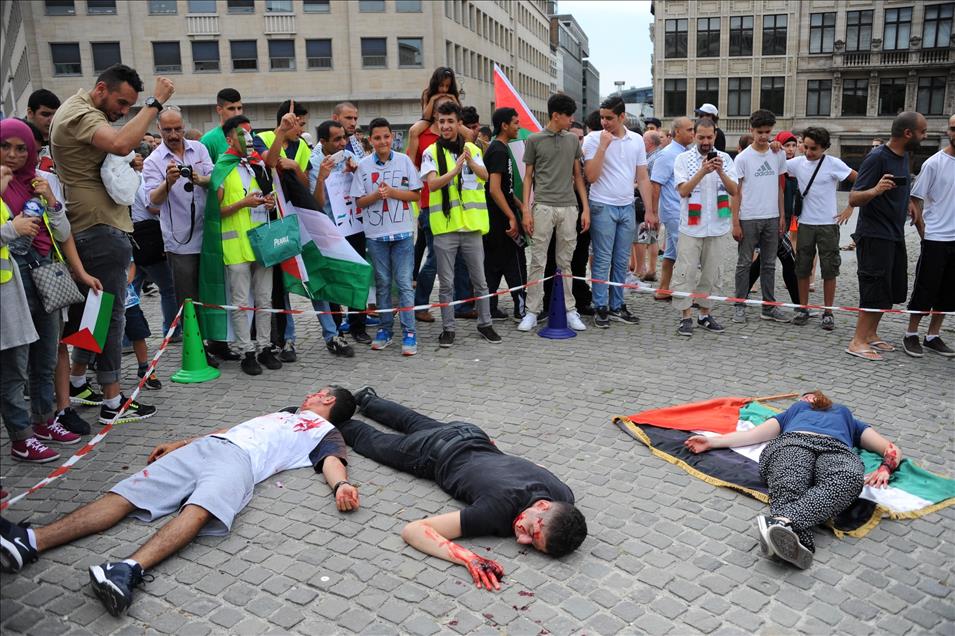 İsrail'in Gazze saldırıları Brüksel'de protesto edildi