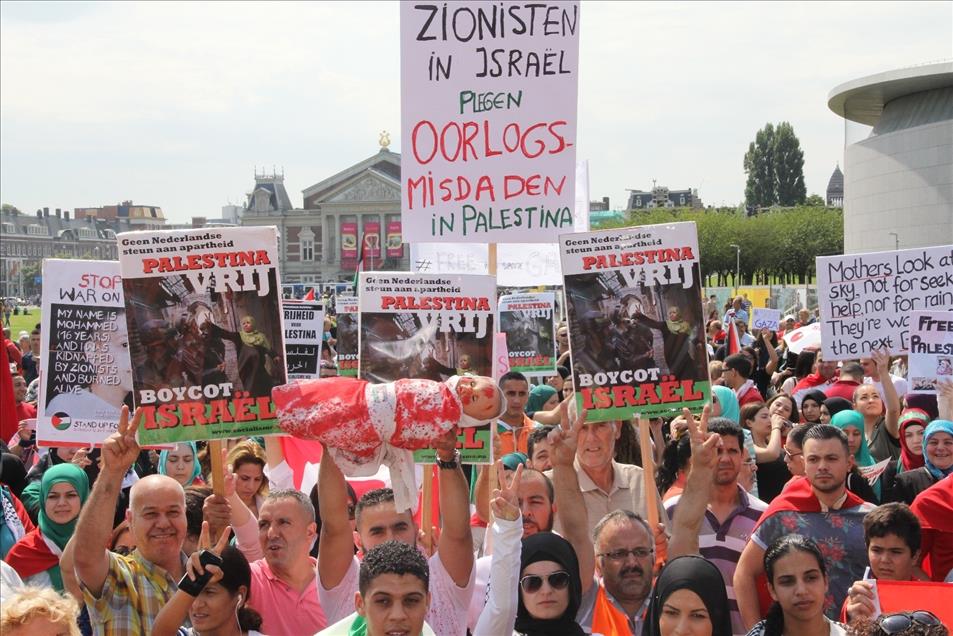 -İsrail’in Gazze’ye yönelik saldırıları Amsterdam’da protesto edildi
-Gösteriye katılan binlerce kişi İsrail’i kınadı
