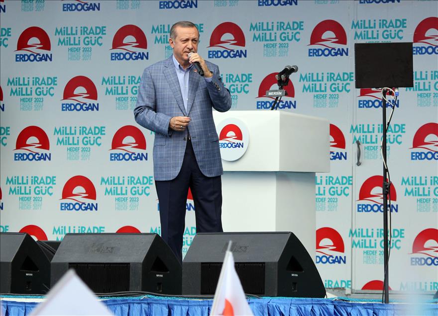 Cumhurbaşkanı adayı ve Başbakan Erdoğan Mersin'de