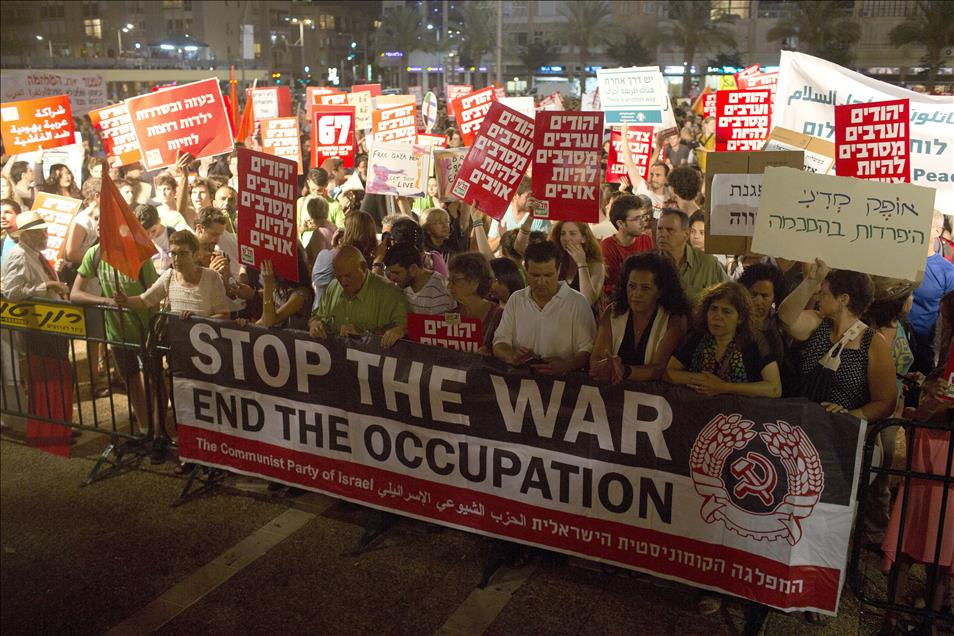 Tel Aviv'de Yahudilerden Gazze Operasyonuna Protesto