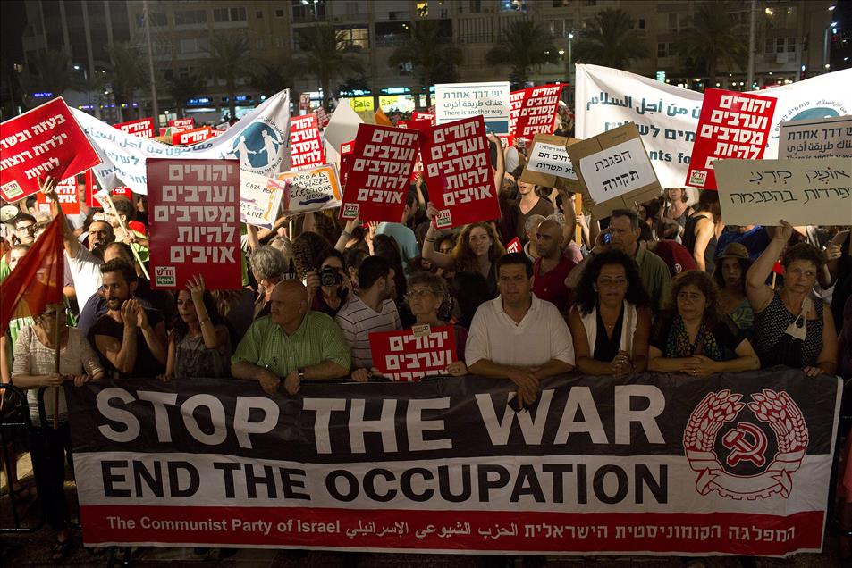 Tel Aviv'de Yahudilerden Gazze Operasyonuna Protesto