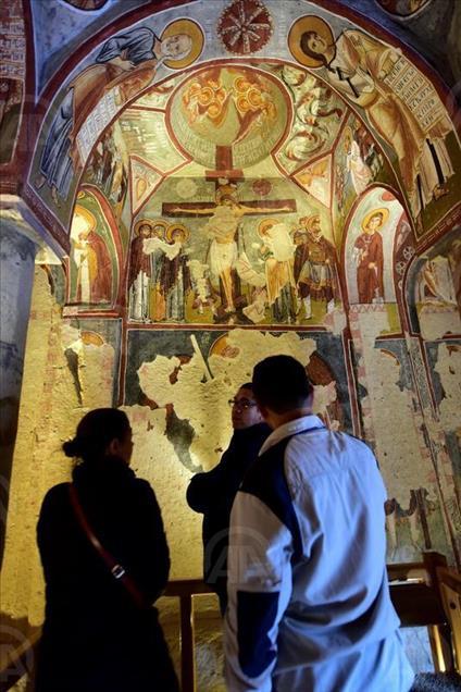 The Dark Church at the Goreme Open-Air Museum in Cappadocia, Turkey
