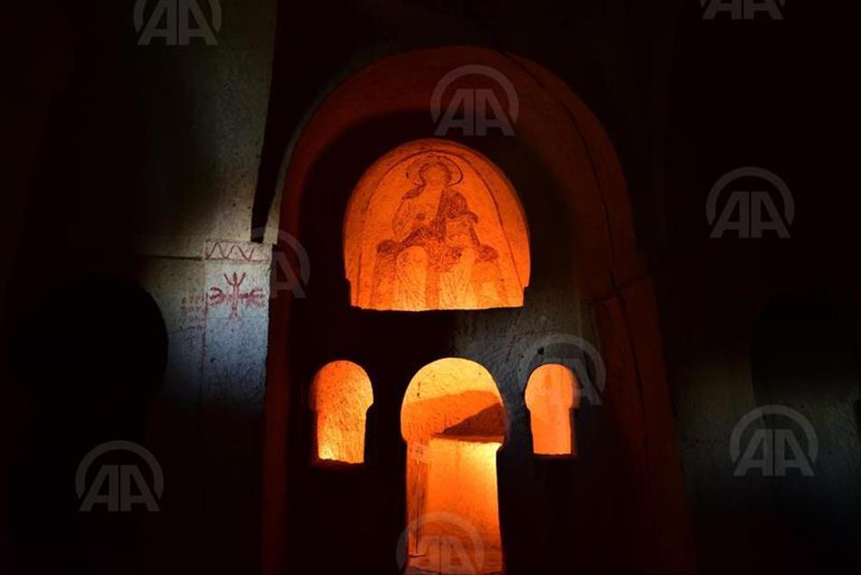 The Dark Church at the Goreme Open-Air Museum in Cappadocia, Turkey
