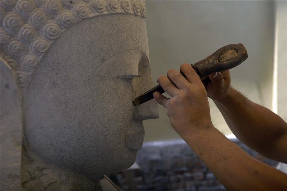 Natural stone carving in Indonesia