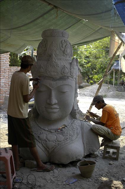 Natural stone carving in Indonesia