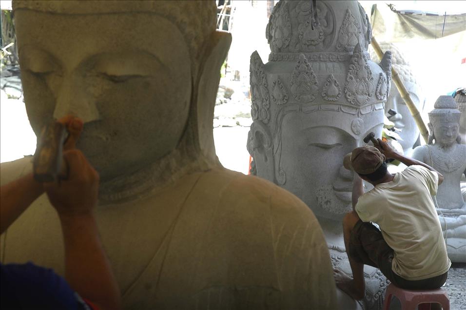 Natural stone carving in Indonesia