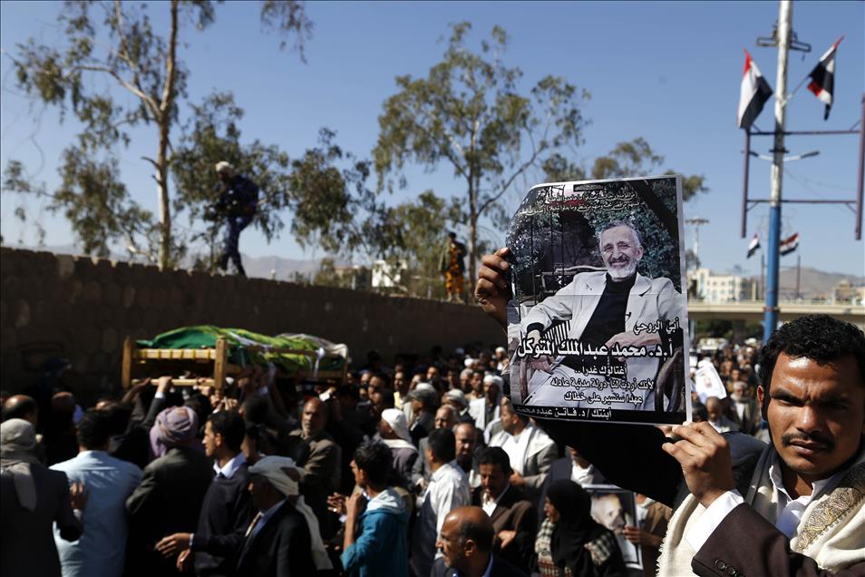 Assassinated Houthi-allied politician al-Mutawakil's funeral