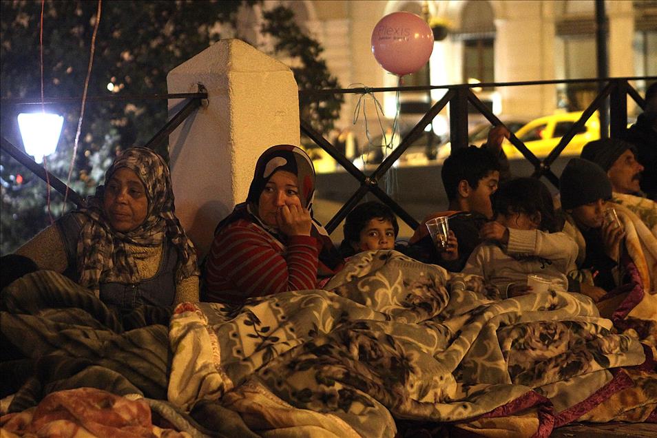 Yunanistan'daki Suriyeli sığınmacıların eylemi