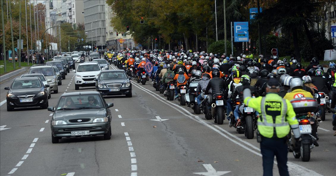 Spanish motorcycle riders' demonstration in Madrid