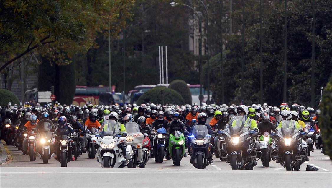Spanish motorcycle riders' demonstration in Madrid