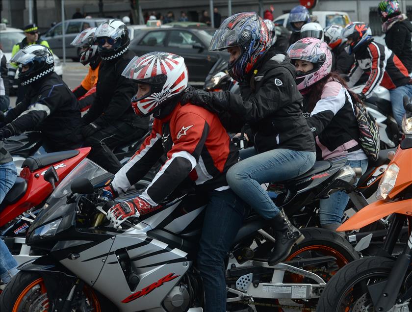 Spanish motorcycle riders' demonstration in Madrid