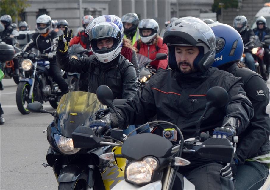 Spanish motorcycle riders' demonstration in Madrid