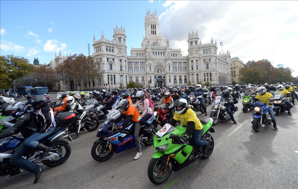 Spanish motorcycle riders' demonstration in Madrid