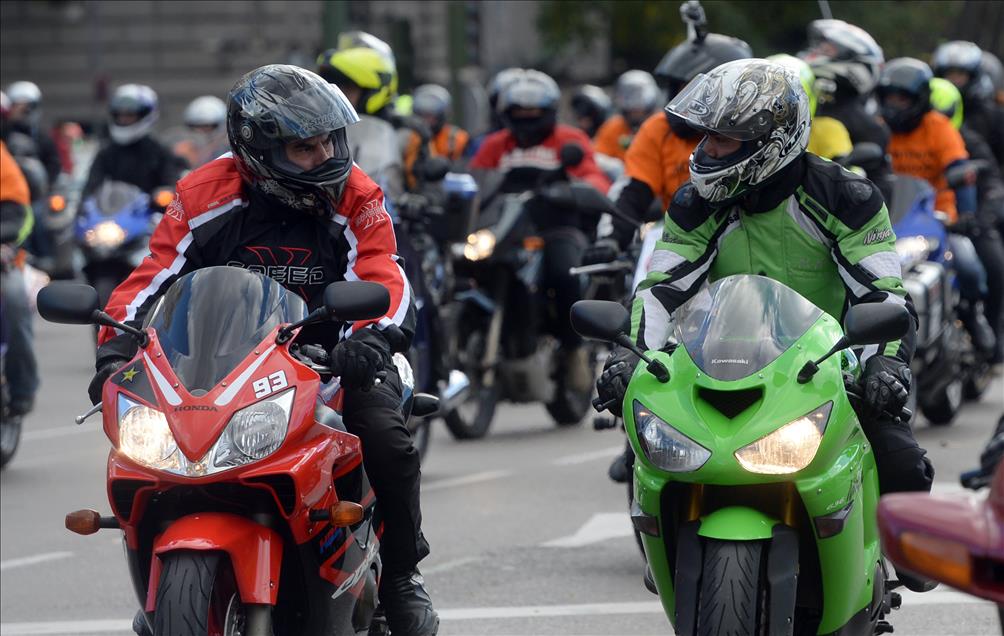 Spanish motorcycle riders' demonstration in Madrid