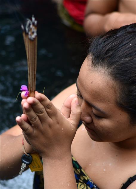 Balinese Hindu Devotees Perform Melukat Ritual 