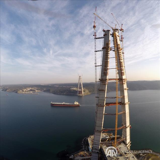 Construction Work of 3rd Bosphorus Bridge in Istanbul