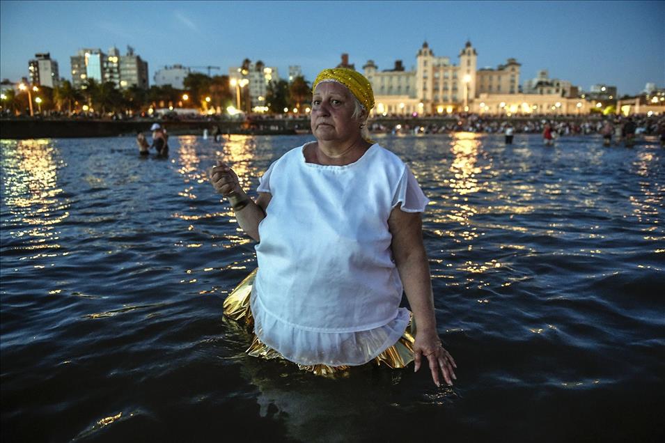 Iemanja ritual of Candomble religion in Uruguay 